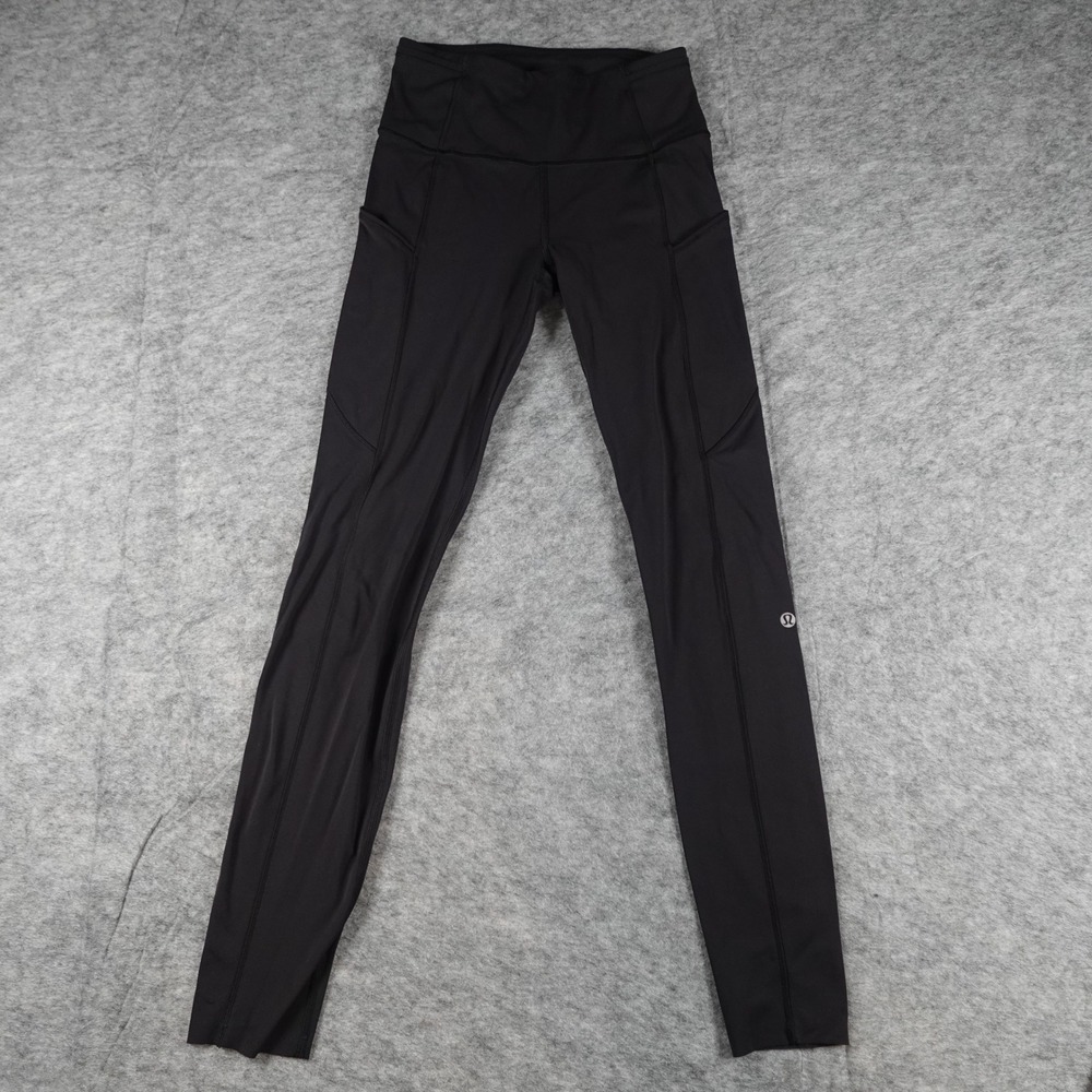 Lululemon Leggings Womens 4 Black Fast Free High Rise 28" Run Yoga‎ Pockets Gym